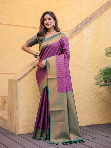 Purple Kubera Pattu Kanjivaram Silk Saree