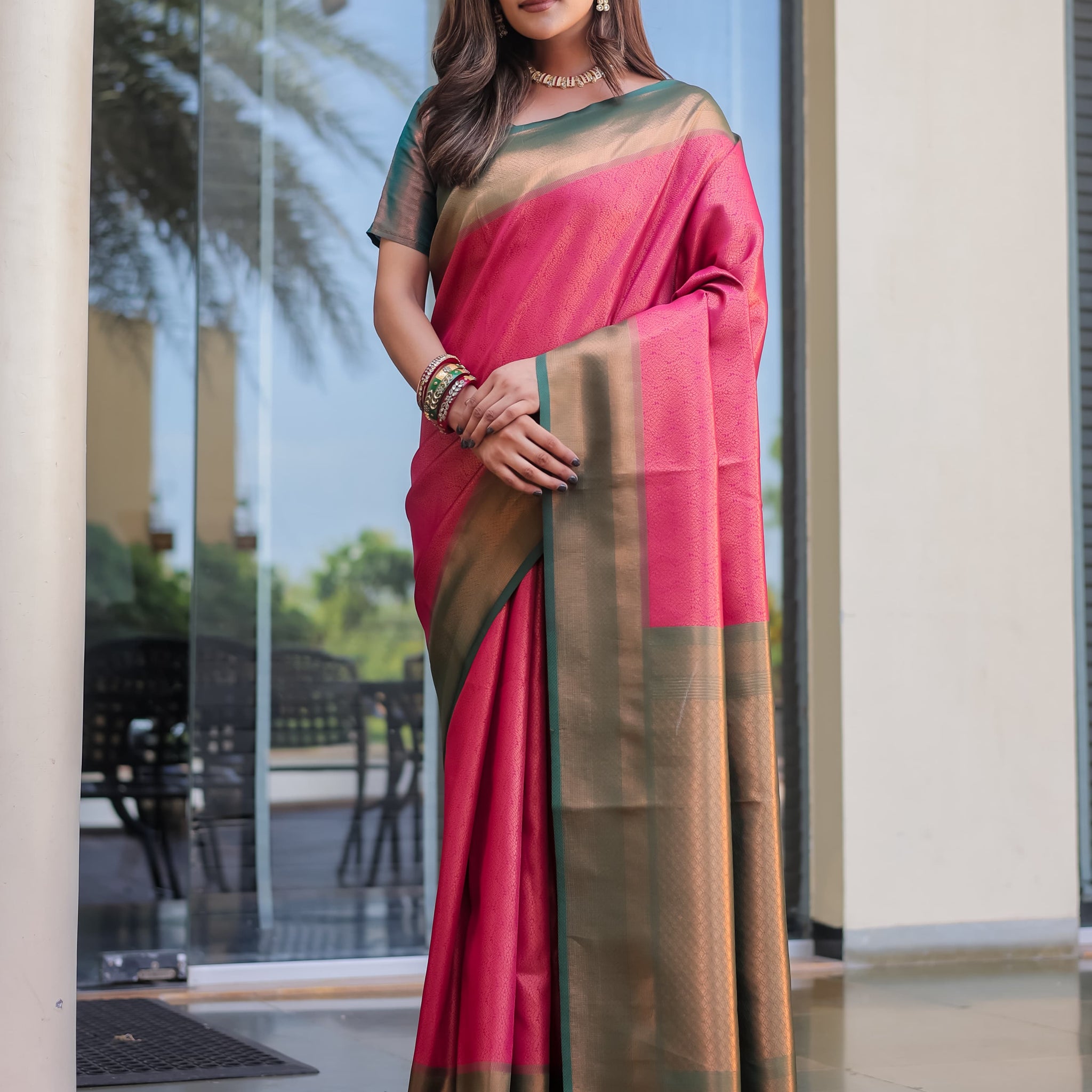 Pink Kubera Pattu Kanjivaram Silk Saree