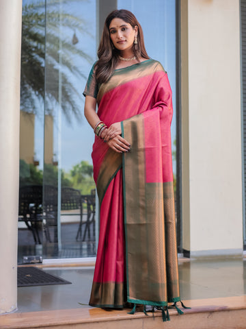 Pink Kubera Pattu Kanjivaram Silk Saree