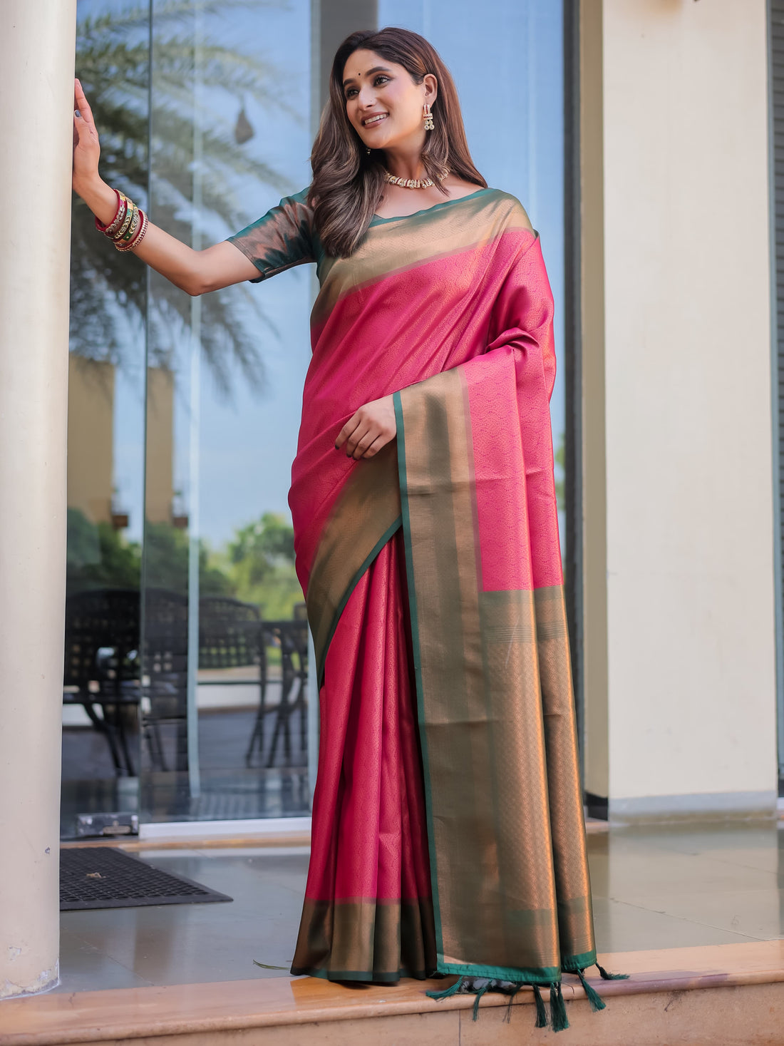 Pink Kubera Pattu Kanjivaram Silk Saree