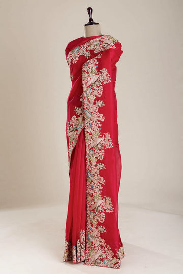 Red Soft Jimmy Choo Saree