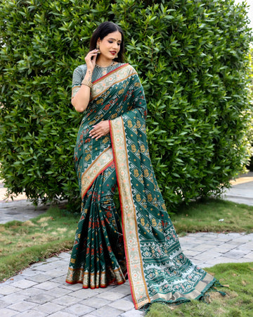 Green Ikkat Patola Silk Saree