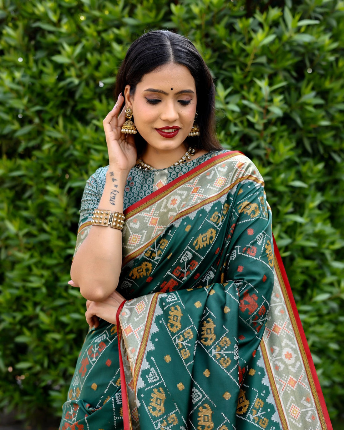 Green Ikkat Patola Silk Saree