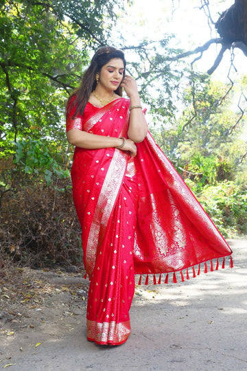 Red Kanjivaram Soft Satin Silk Saree