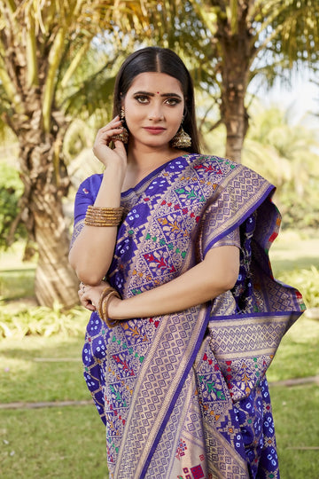 Violet Bandhej Silk Saree