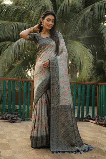 Pista Green Kanjivaram Soft Silk Saree