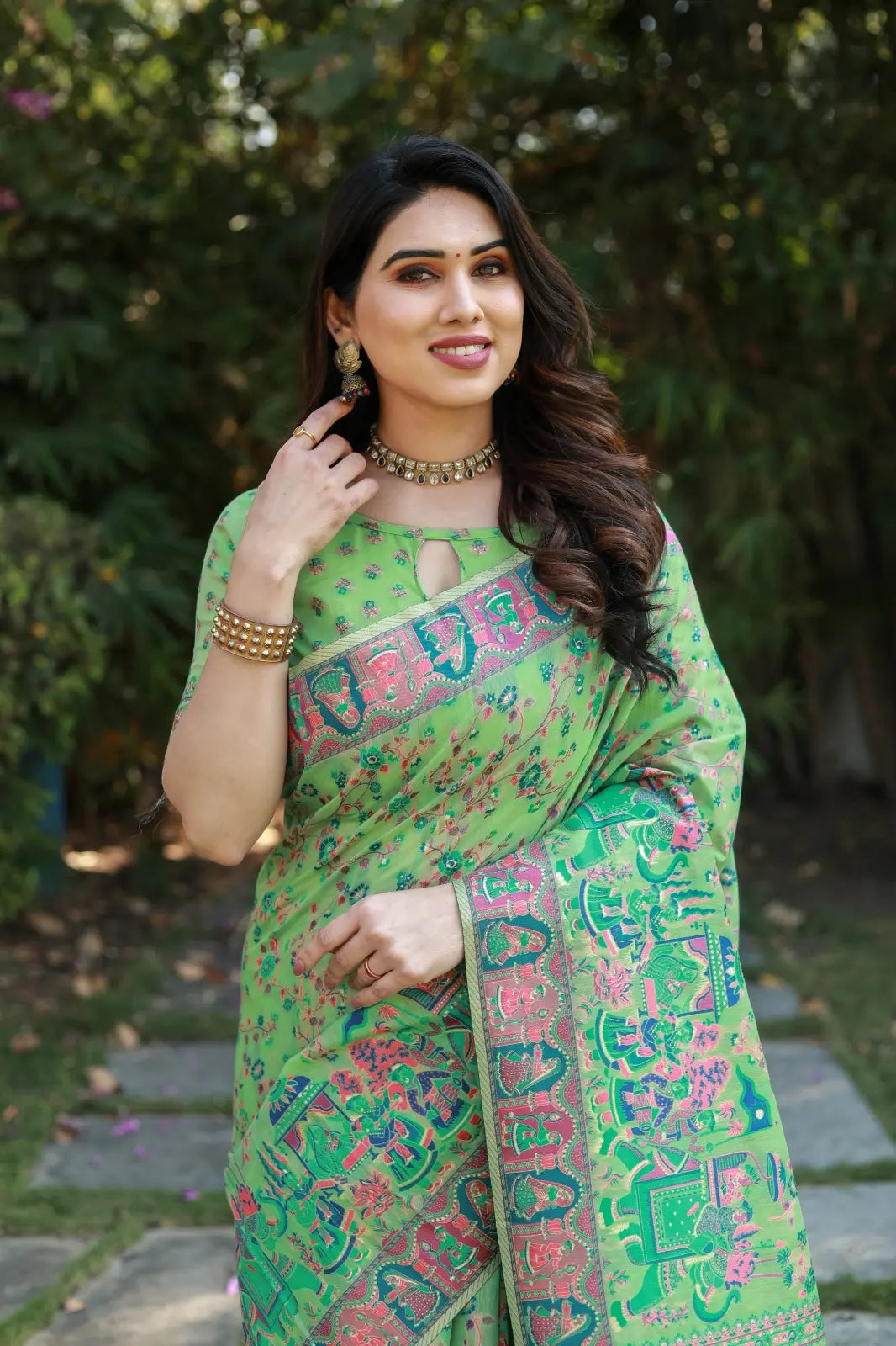 Light Green Pashmina Saree