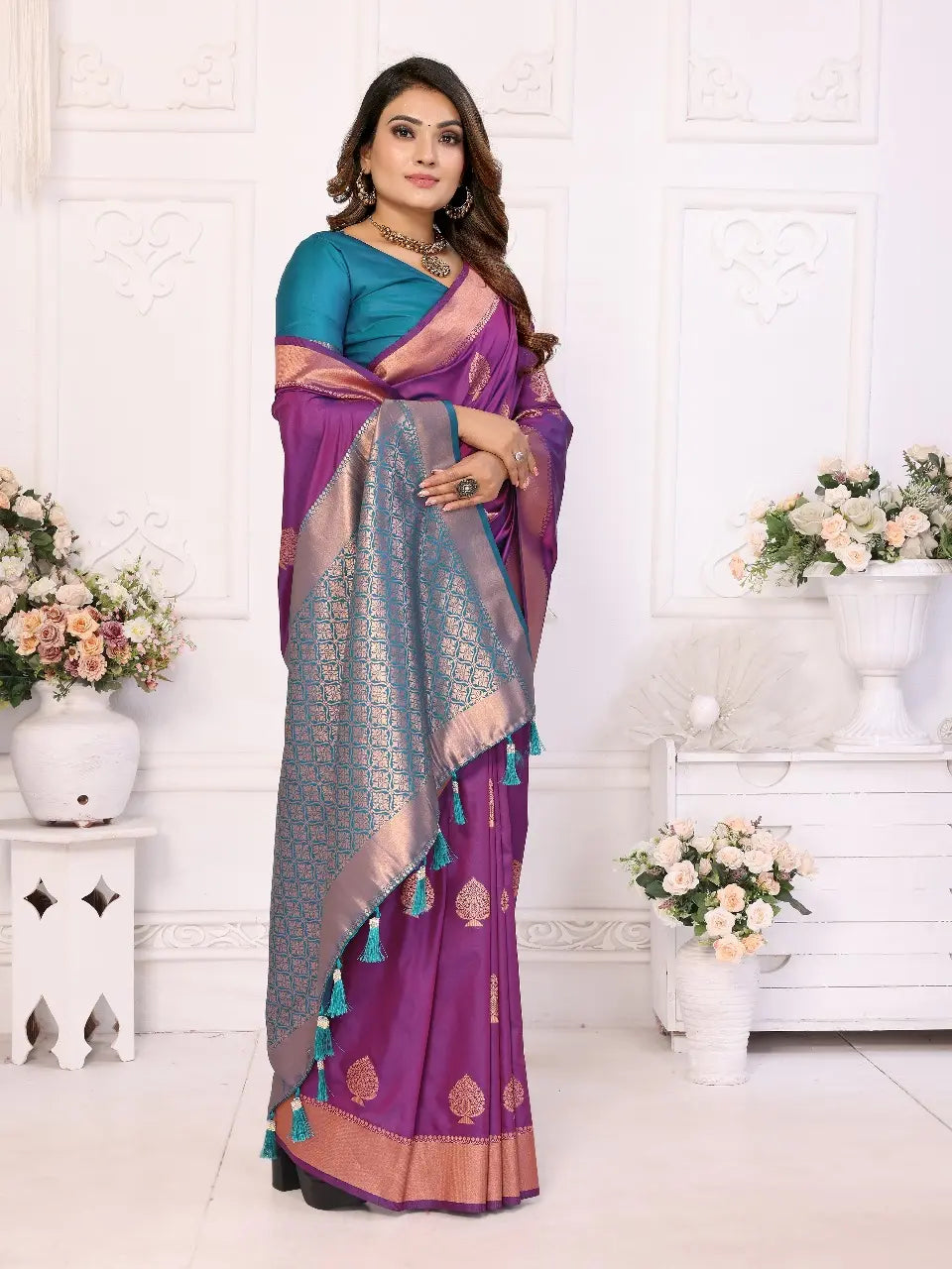 Purple Litchi Soft Silk Sarees