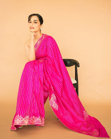 Miss India 2017 | Manushi Chillar Inspired Magenta Pink Banarasi Semi Katan Silk Saree