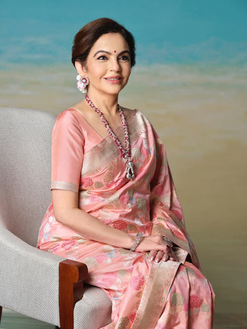 Nita Ambani Ji Inspired Light Pink Semi Katan Silk Saree