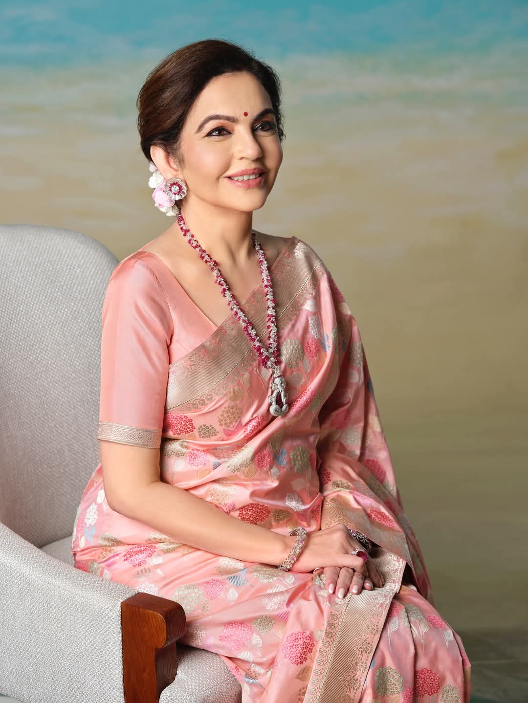 Nita Ambani Ji Inspired Light Pink Semi Katan Silk Saree