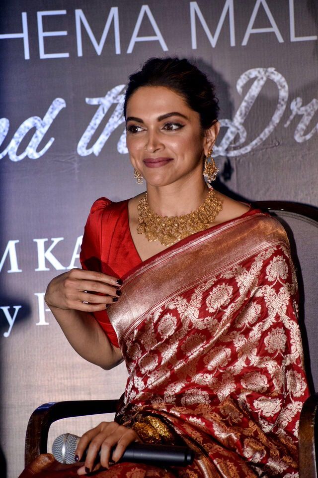 Deepika Padukone Inspired Semi Katan Silk Saree