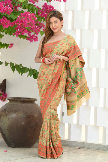 Beige Modal Cotton Silk Saree