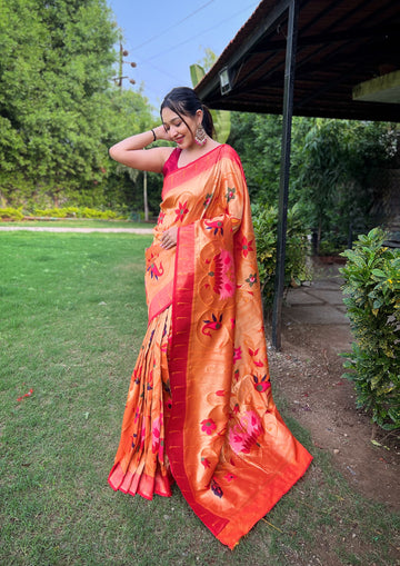 Yellow Paithani Silk Saree