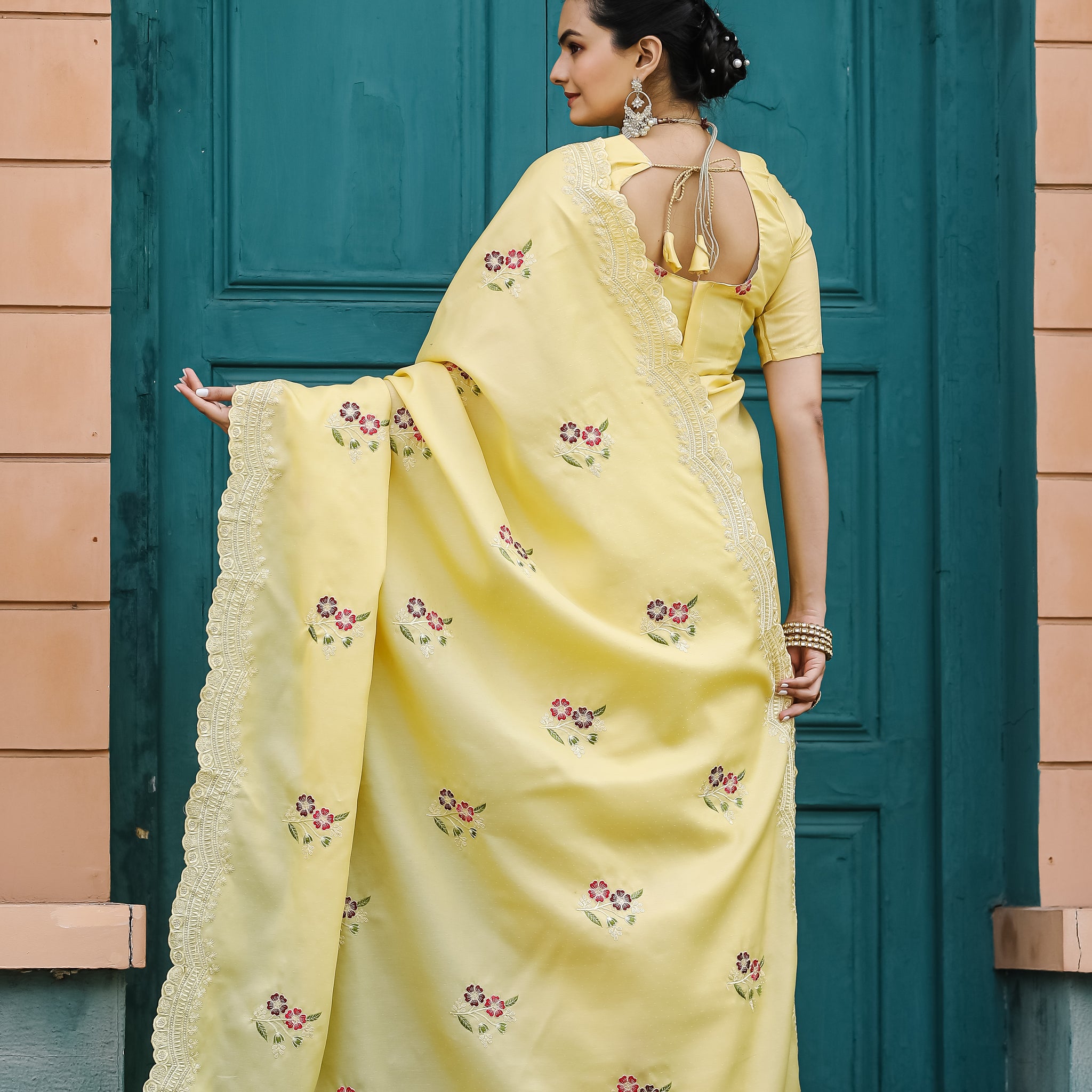 Yellow Tussar Silk Cotton Saree