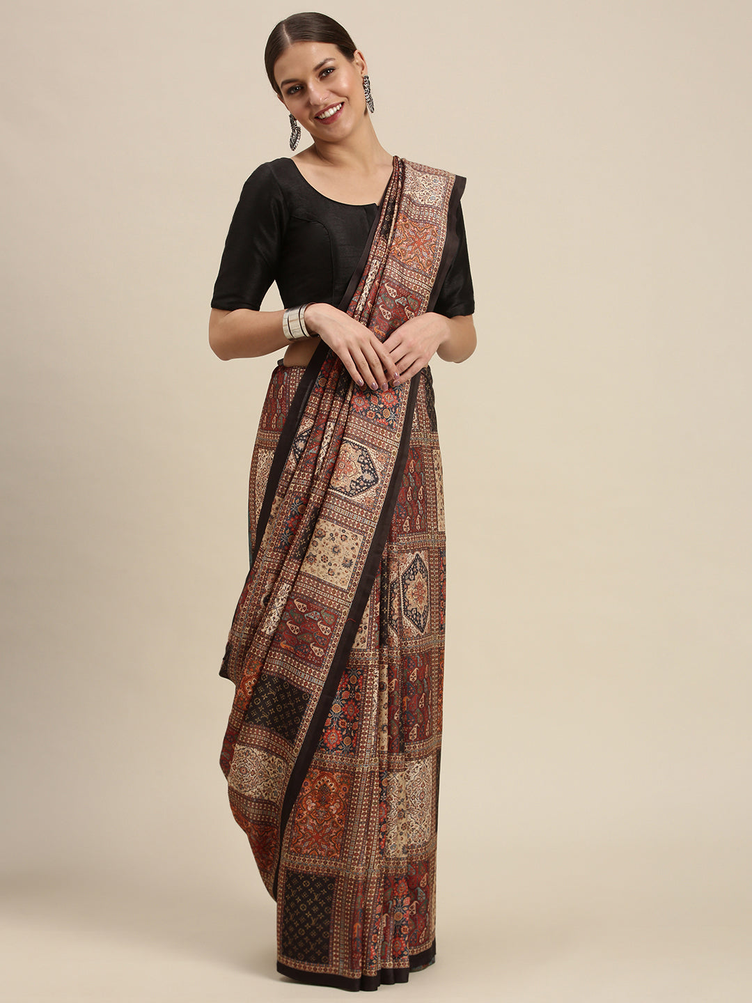 Brown Pashmina Saree