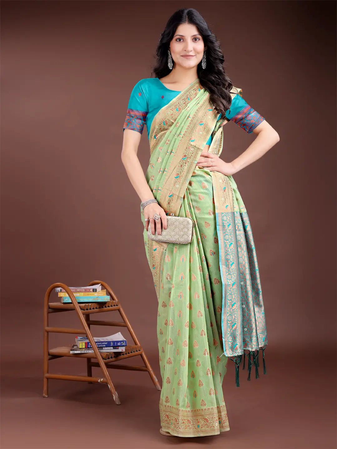 Light Green Linen Cotton Saree