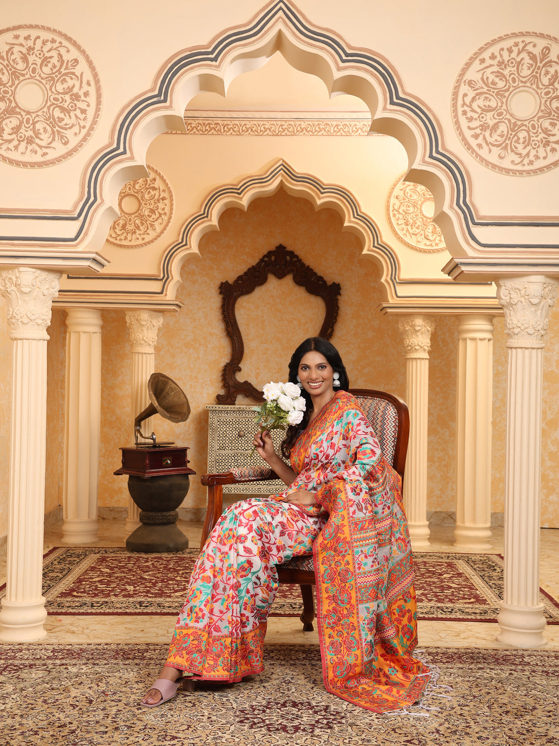 Multicolor Linen Cotton Saree