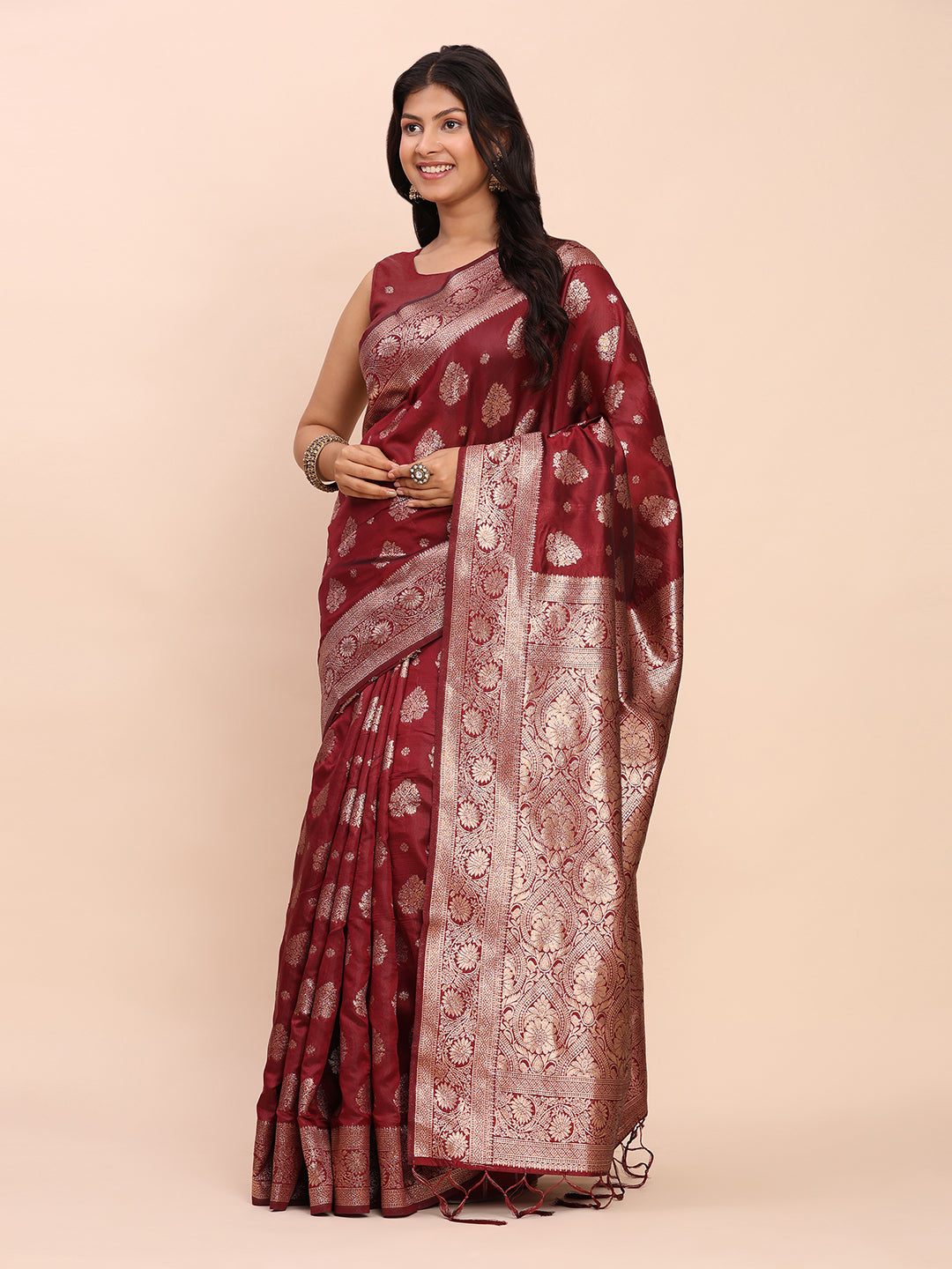 Light Marron Banarasi Silk Saree