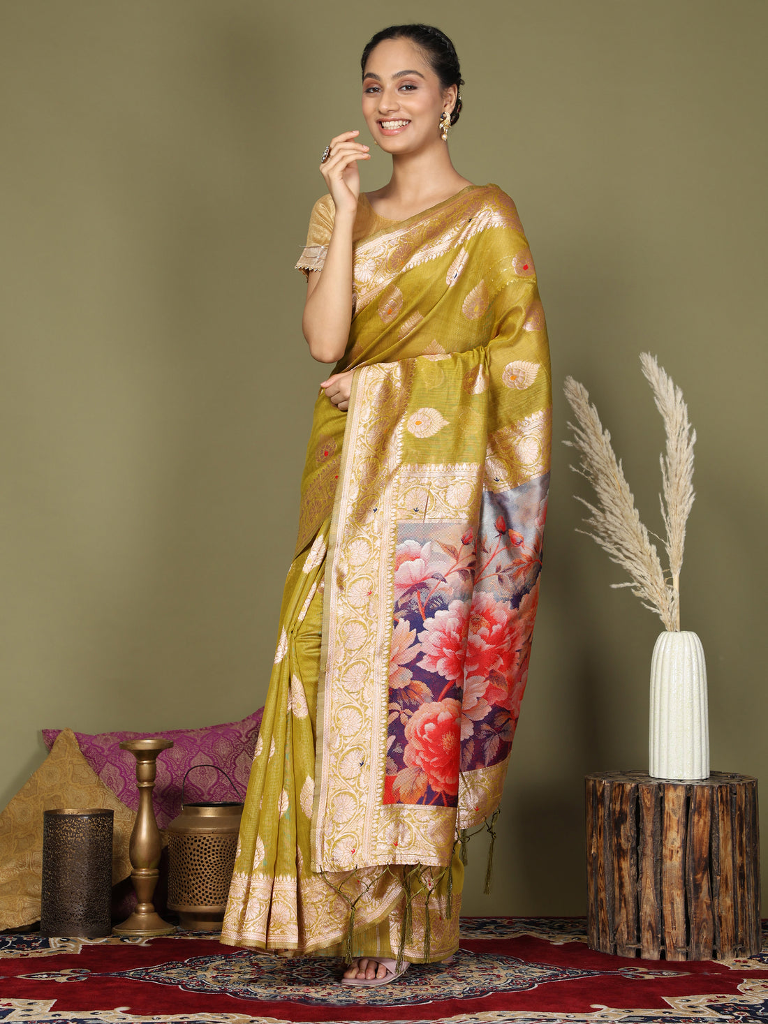 Pastel Green Linen Cotton Saree