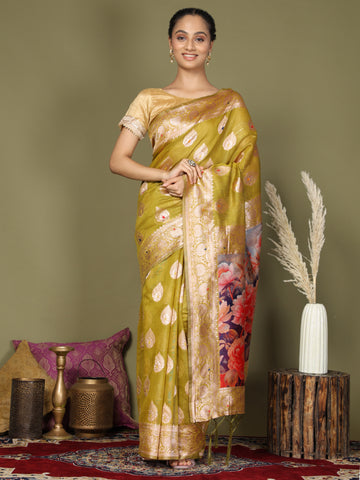 Pastel Green Linen Cotton Saree