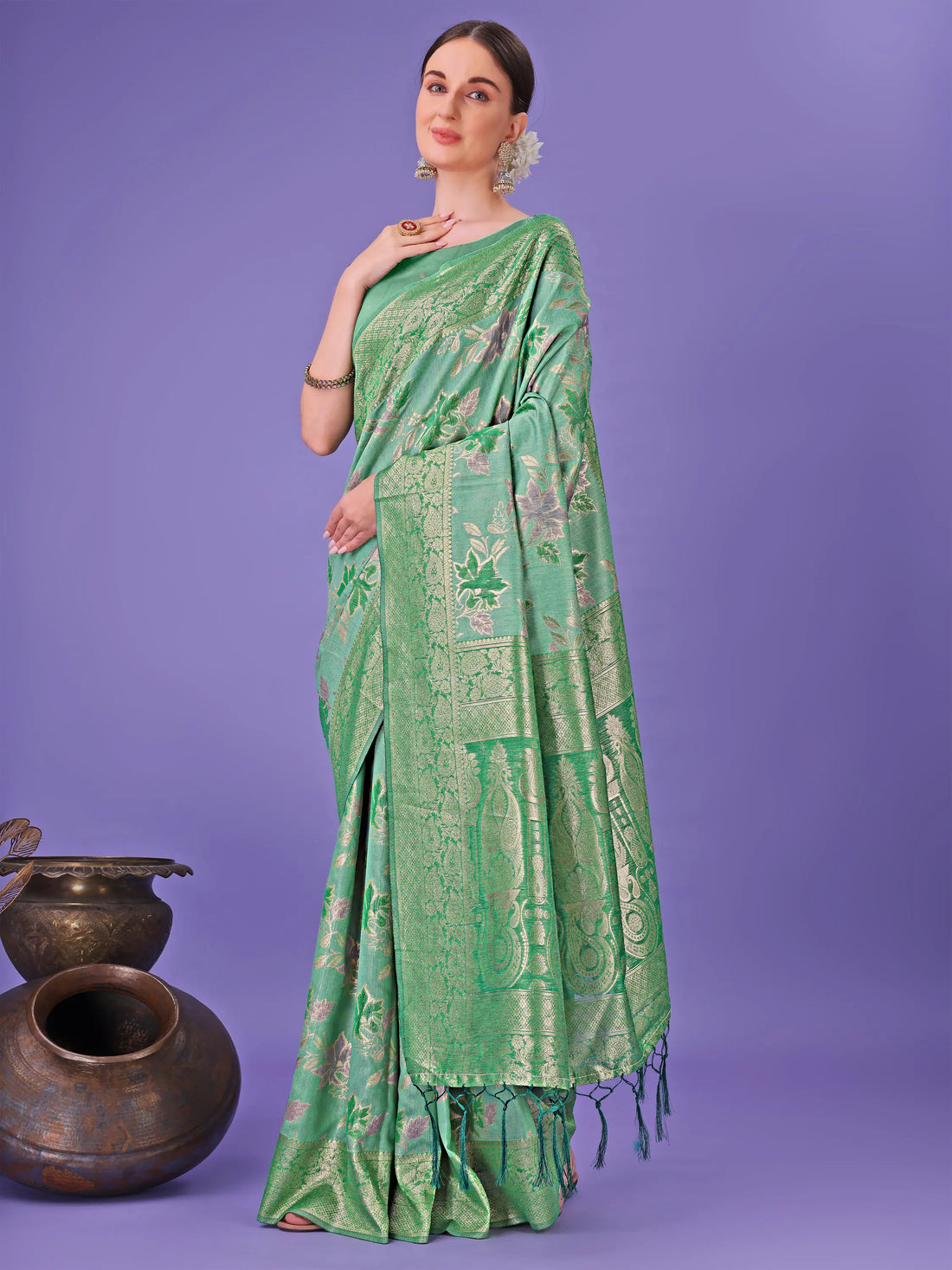 Green Cotton Saree