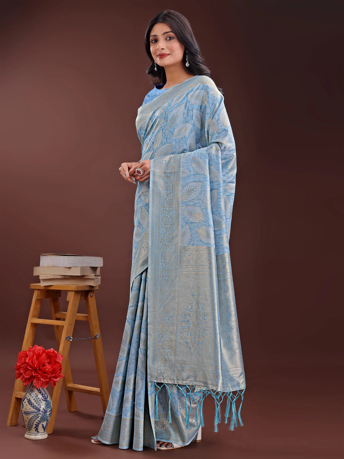 Sky Blue Cotton Saree