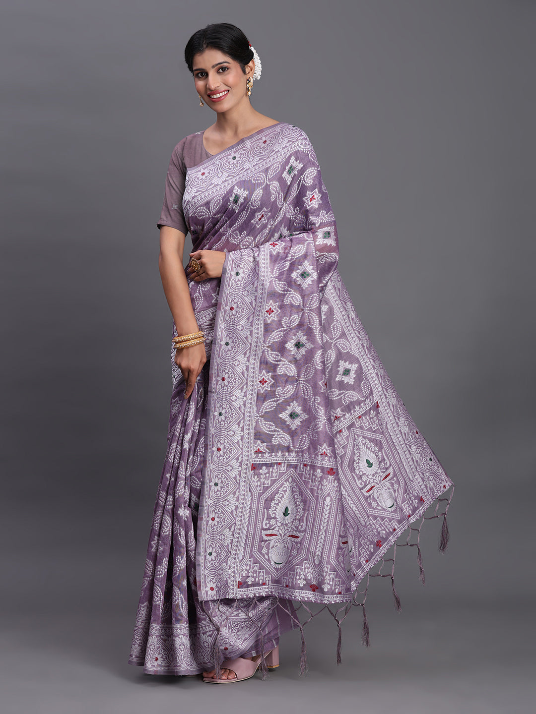 Violet Linen Cotton Saree