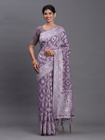 Violet Linen Cotton Saree