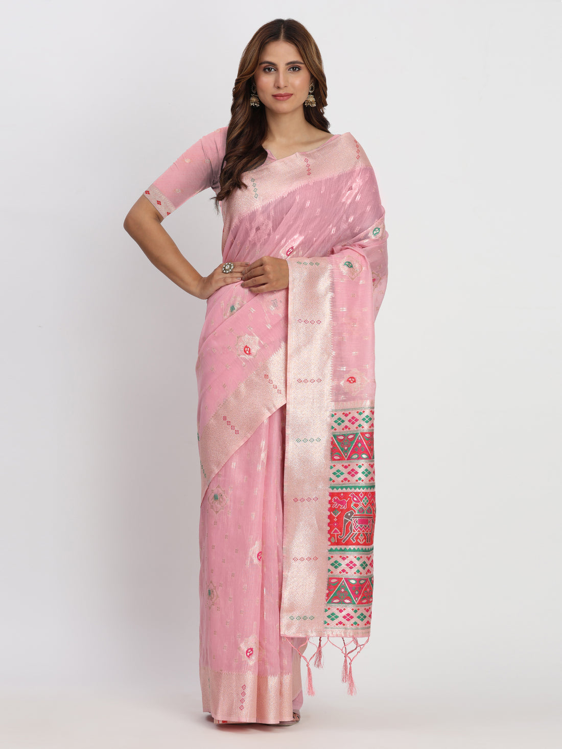 Light Pink Linen Cotton Saree
