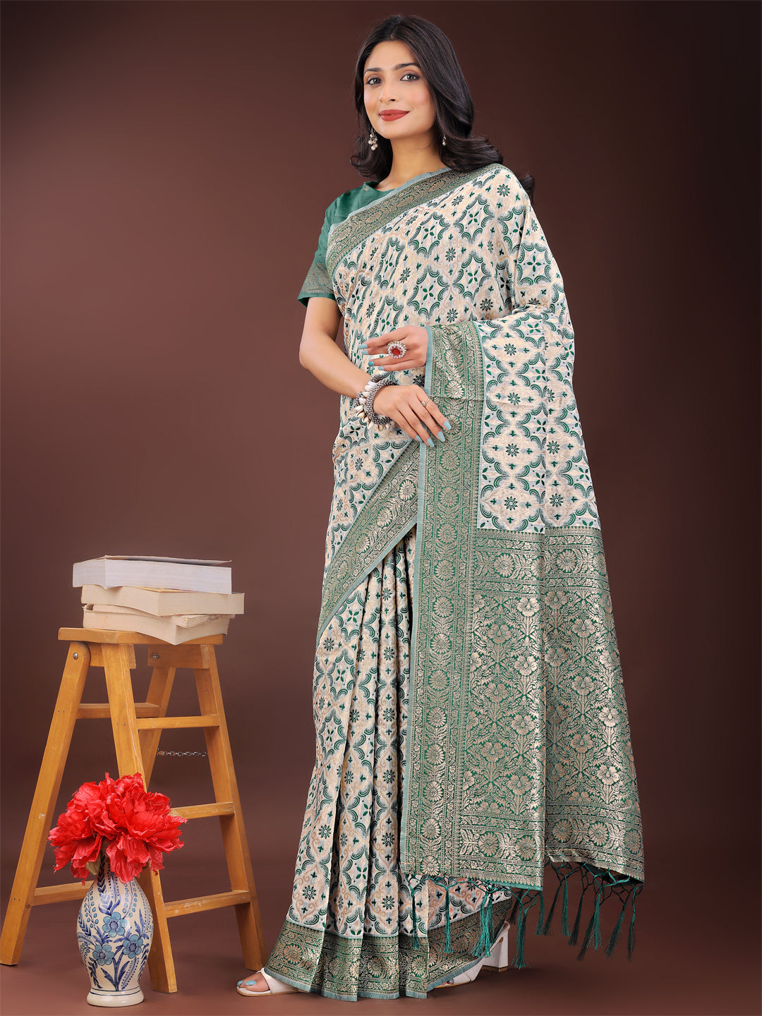 Green Linen Cotton Saree