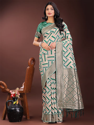 Green Linen Cotton Saree