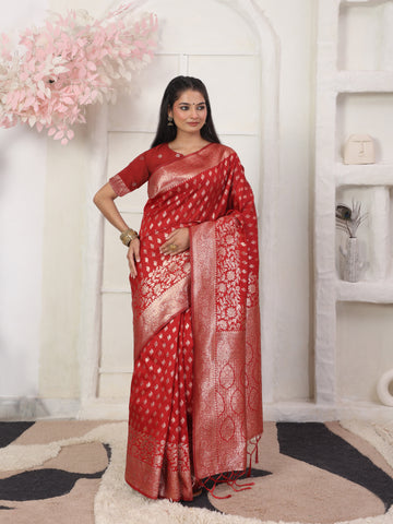 Red Litchi Silk Saree