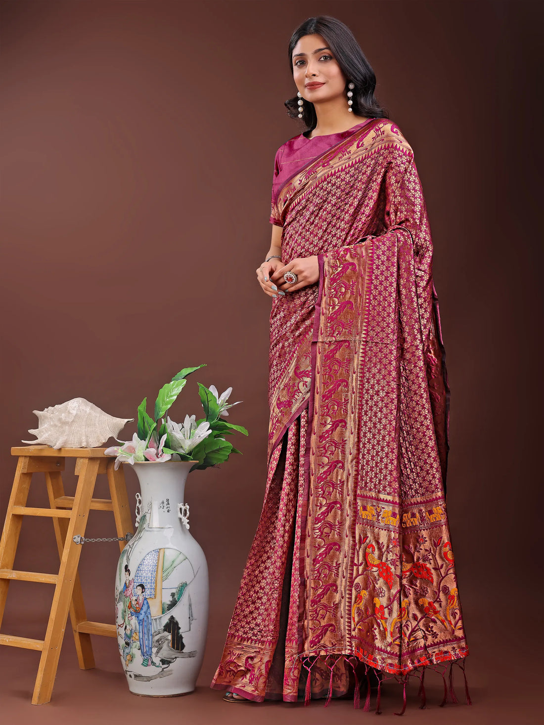 Magenta Pink Silk Saree