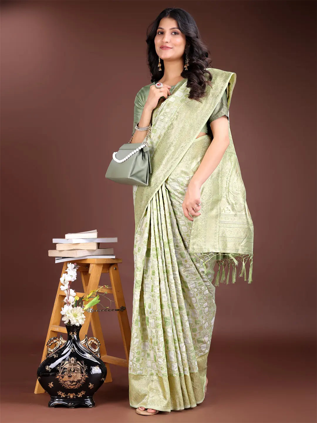 Light Green Linen Cotton Saree