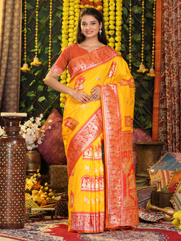 Yellow Silk Saree