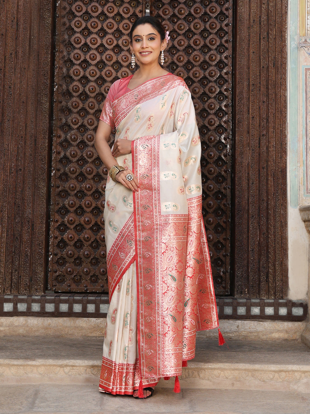 White Silk Saree
