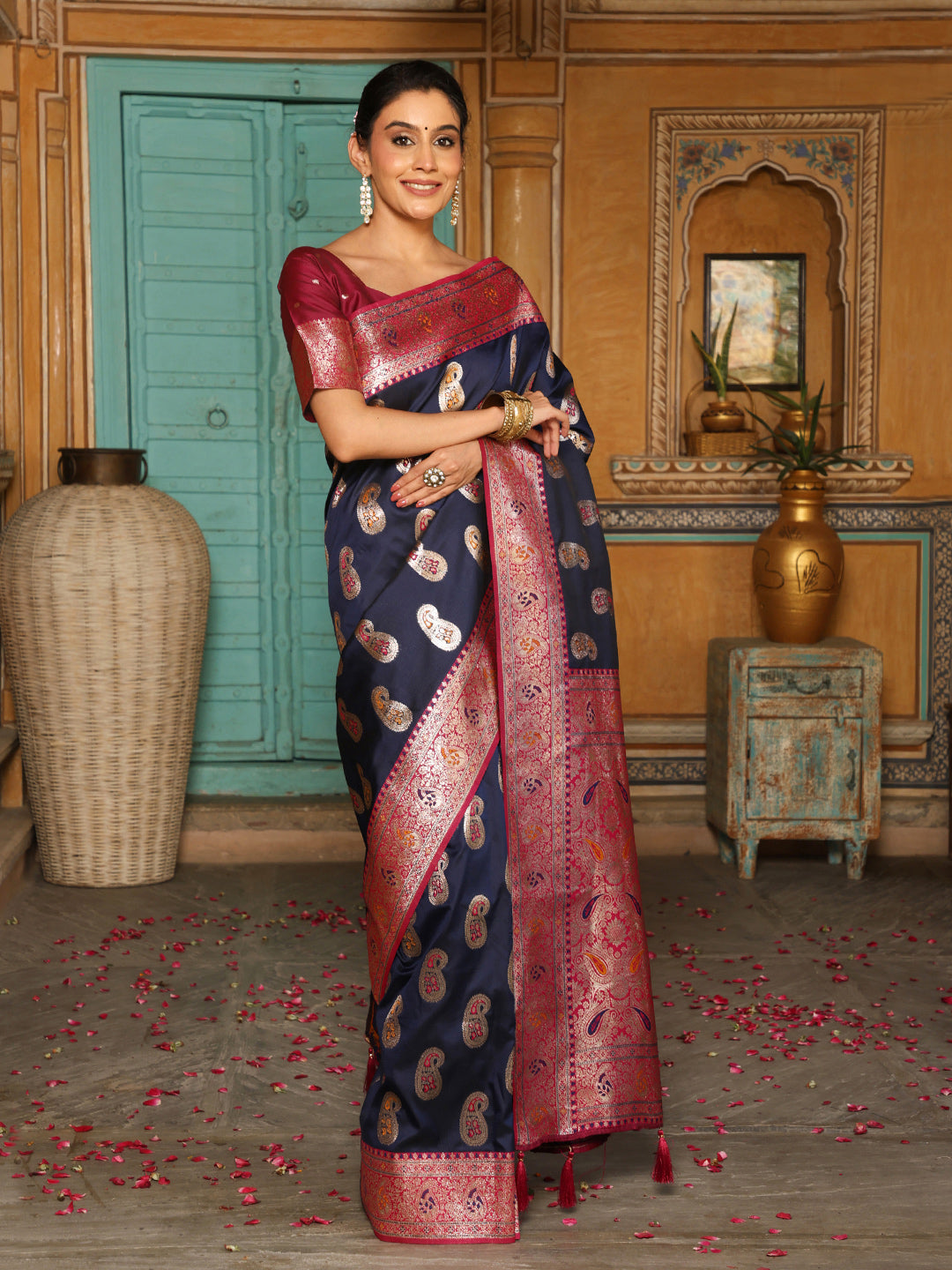 Navy Blue Silk Saree