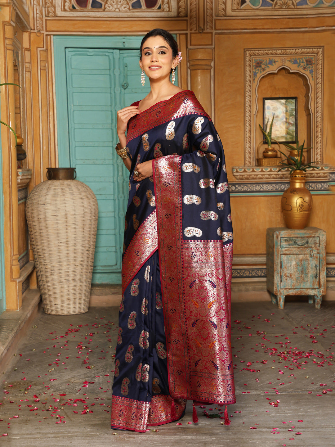 Navy Blue Silk Saree