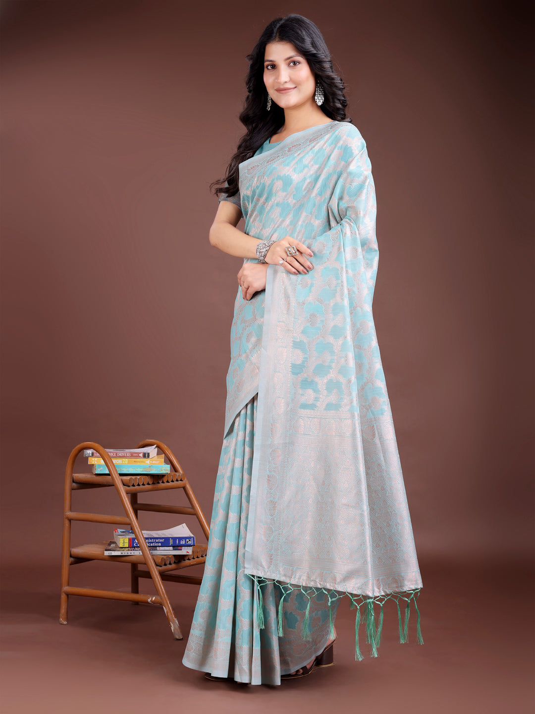 Sea Green Linen Cotton Saree