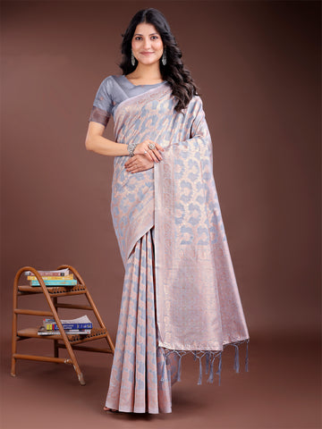 Gray Linen Cotton Saree