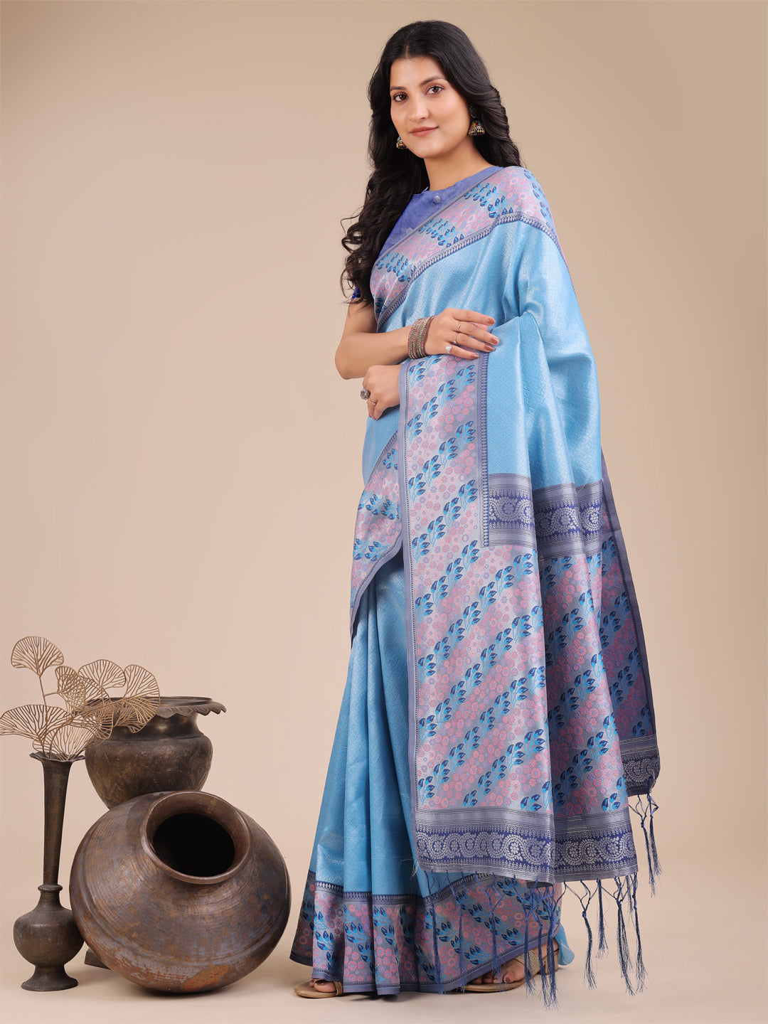 Sky Blue Silk Saree
