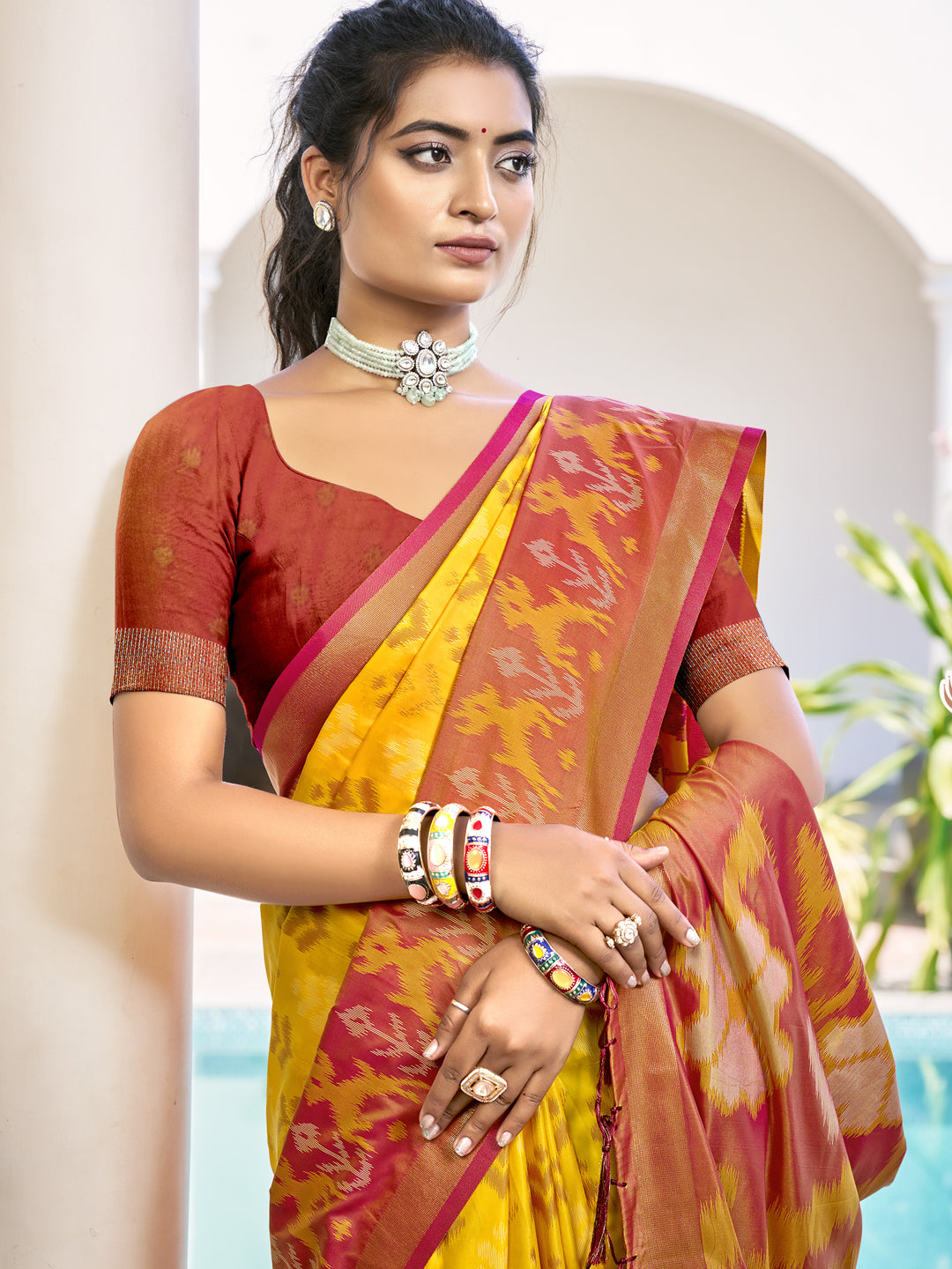 Yellow Silk Saree