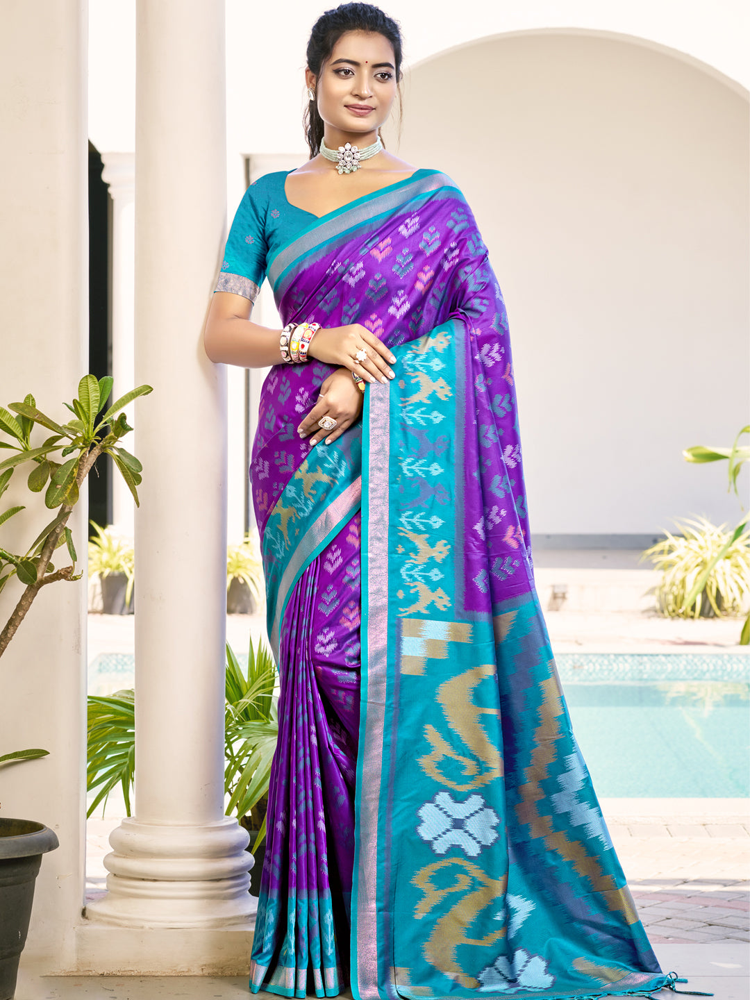 Violet Silk Saree