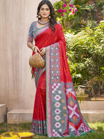 Red Pochamapalli Silk Saree