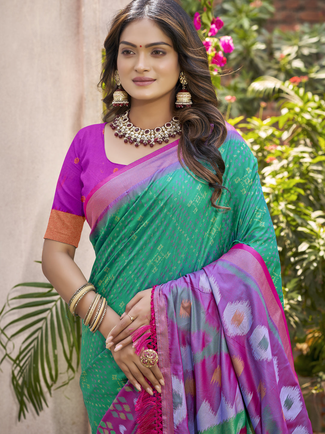 Sea Green Pochamapalli Silk Saree