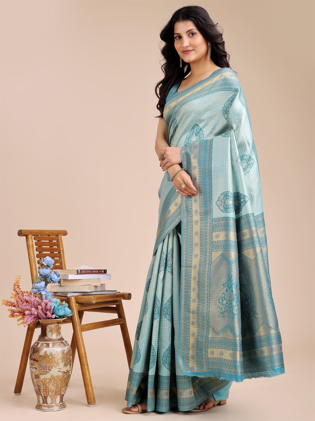 Mint Green Banarasi Silk Saree