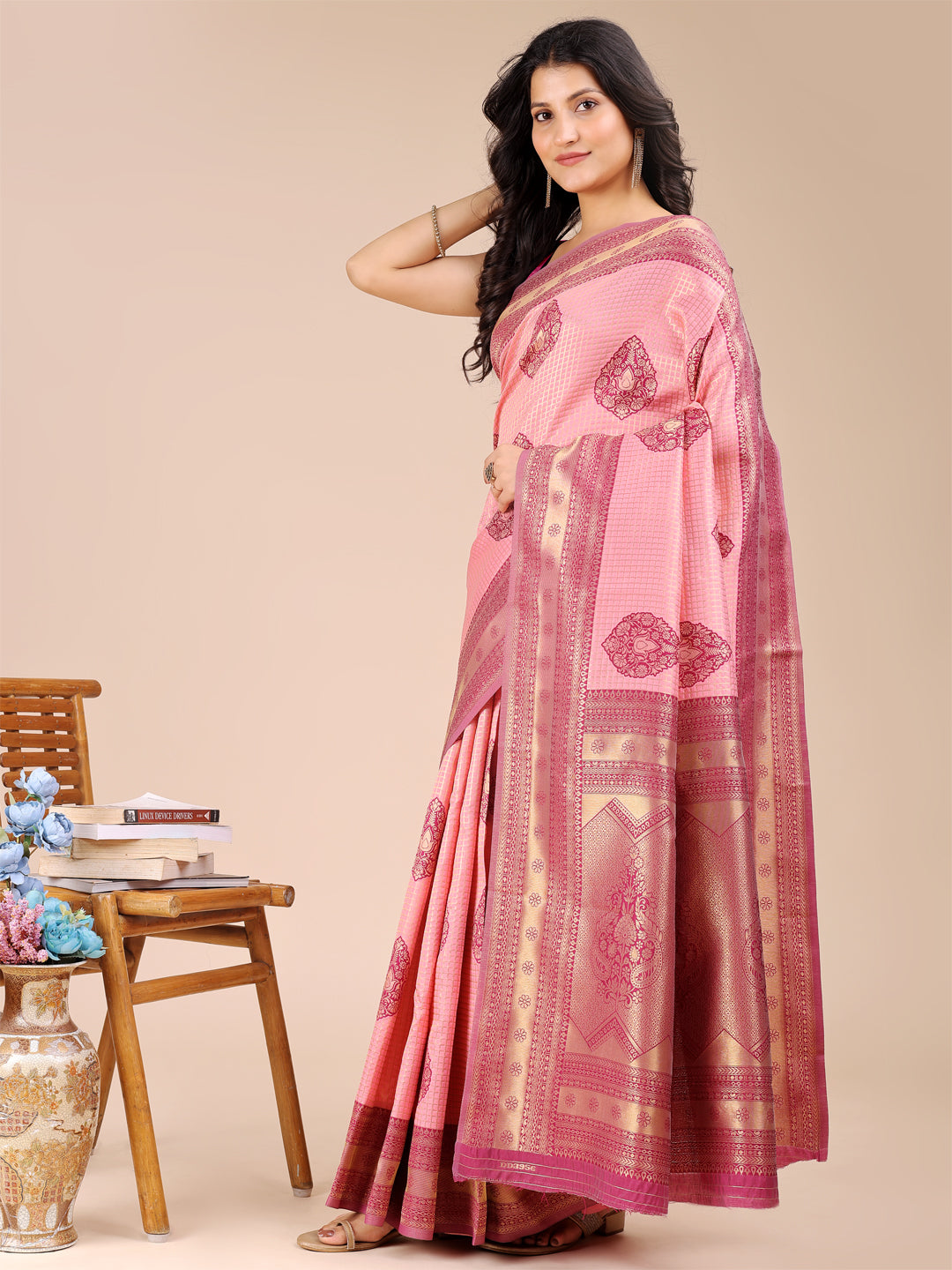 Magenta & Pink Banarasi Silk Saree
