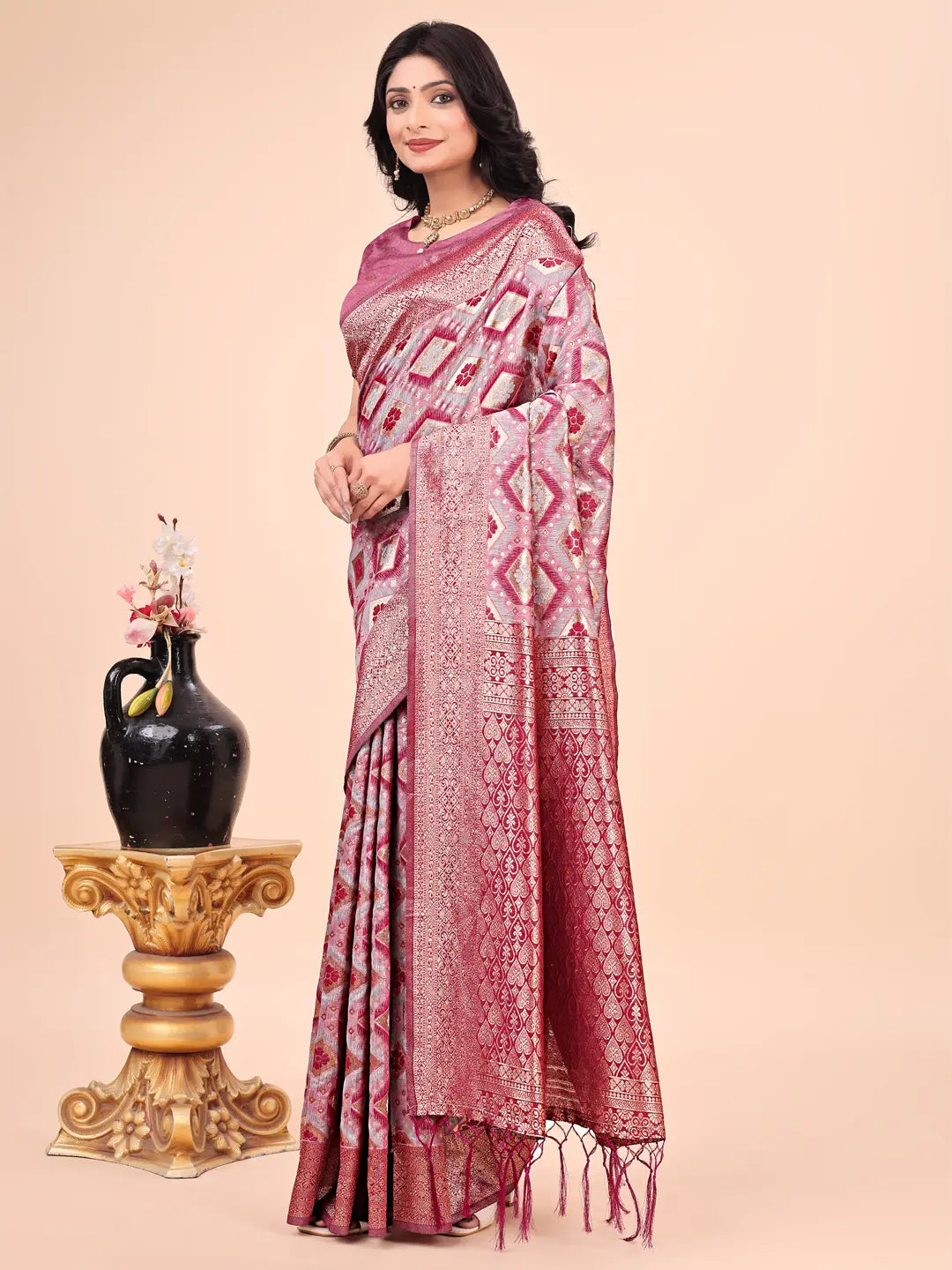 Pink Cotton Saree