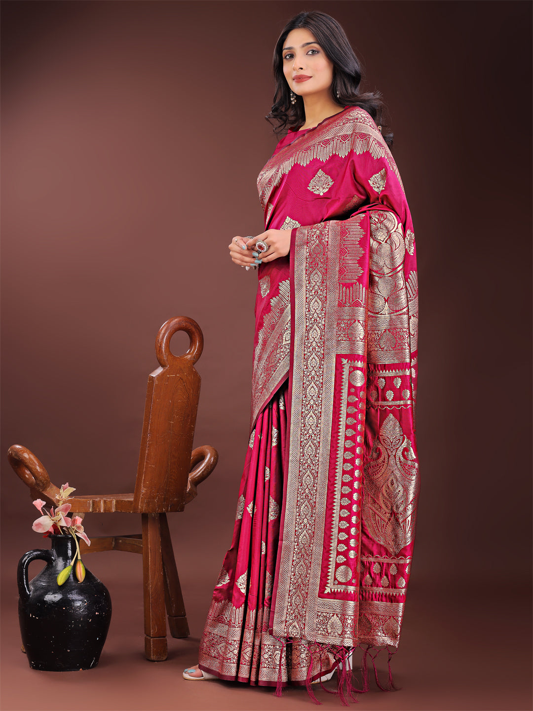 Magenta Pink Silk Saree